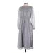 Ann Taylor Casual Dress - Midi: Gray Marled Dresses - Women's Size Small Petite
