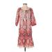 Miss June Casual Dress - Popover: Red Aztec or Tribal Print Dresses - Women's Size 1