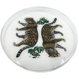 Nicolette Mayer Leopard Seeing Double 16" Round Tray Plastic/Acrylic in Brown/Green/White | 2 H x 16 W x 16 D in | Wayfair