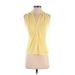 Calvin Klein Sleeveless Blouse: Yellow Tops - Women's Size X-Small Plus