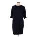 H&M Casual Dress - Popover: Blue Solid Dresses - Women's Size Medium