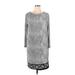 MICHAEL Michael Kors Casual Dress - Sweater Dress: Silver Houndstooth Dresses - Women's Size 1X