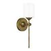 Rosdorf Park Cheyenna 1 - Light Dimmable Armed Sconce Glass/Metal in Yellow | 16 H x 5 W x 6 D in | Wayfair FDE0337EA1EE4464A406291B9193F63C