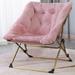 Mercer41 Rosemin 23.6" Wide Convertible Chair, Comfy Saucer Chair, Folding Faux Fur Lounge Chair Fabric in Blue/Gray/Green | Wayfair