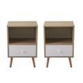 Ivy Bronx Lindella Particleboard + Pinewood + Melamine Nightstand in Brown/White | 23.6 H x 15.7 W x 11 D in | Wayfair