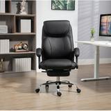 Latitude Run® Vegan Leather Computer Executive Chair w/ Adjustable Reclining Ergonomic Function Chair Upholstered/Metal in Brown/Gray | Wayfair