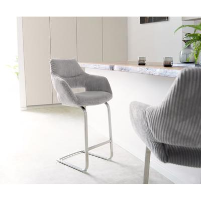 DELIFE Barstuhl Yago-Flex Cord Silbergrau Freischwinger flach Edelstahl Taschenfederkern, Barstühle Image