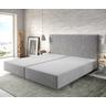 DELIFE Boxspringgestell Dream-Well Mikrofaser Grau 200x200 cm, Boxspringbetten