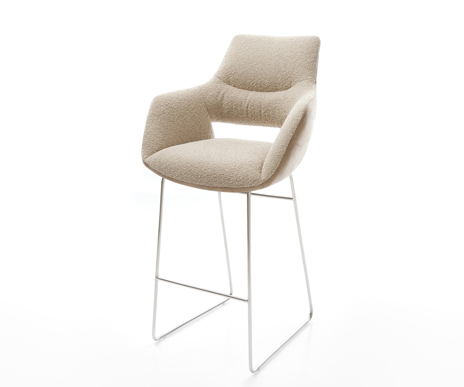 DELIFE Barstuhl Yago-Flex Materialmix Mikrofaser Schlamm / Bouclé Schlamm Kufengestell Edelstahl Taschenfederkern, Barstühle Image