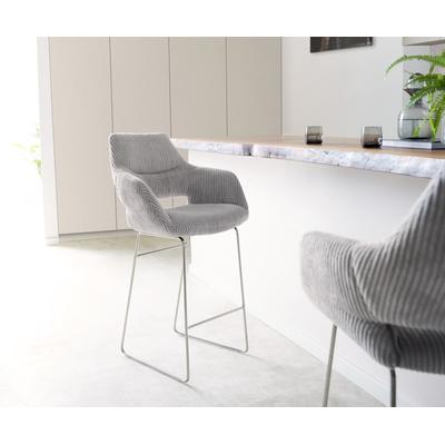 DELIFE Barstuhl Yago-Flex Cord Silbergrau Kufengestell Edelstahl Taschenfederkern, Barstühle Image