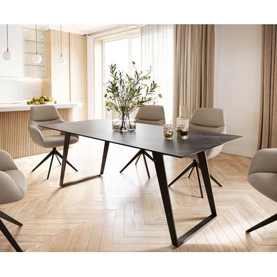 DELIFE Esstisch Edge 200x100 Keramik Laminam® Noir Desir Braun Metall Schräg Schwarz, Esstische Image