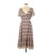 Max Studio Casual Dress - Wrap: Tan Paisley Dresses - Women's Size Medium
