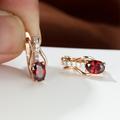 Rose Gold Farbe Ohrringe Oval Cut Rot Weiß Schwarz Stein Weiblichen Hochzeit Schmuck Luxus CZ Klaue Ohrringe für Frauen Tropfen ohrringe