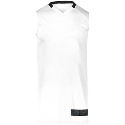 Augusta Sportswear 1730 Athletic Step-Back Basketball Jersey T-Shirt in White/Black size Medium | Polyester