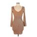 Almost Famous Casual Dress - Bodycon: Tan Dresses - Women's Size Large