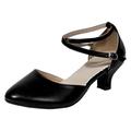 Women's Modern Shoes / Ballroom Shoes Faux Leather Ankle Strap Heel Thick Heel Dance Shoes Black / Silver Gray / Gold / Performance