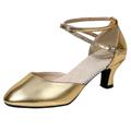 Women's Modern Shoes / Ballroom Shoes Faux Leather Ankle Strap Heel Thick Heel Dance Shoes Black / Silver Gray / Gold / Performance