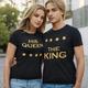 Couple T-shirt THE KING HIS QUEEN Letter Number 2pcs Couple's Men's Women's T shirt Tee Crew Neck Black Valentine's Day Daily Short Sleeve Print Fashion Casual