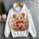 Girls' 3D Cartoon Bear Hoodie Pullover Pink Long Sleeve 3D Print Spring Fall Active Fashion Cute Polyester Kids 3-12 Years Hooded Outdoor Casual Daily Regular Fit