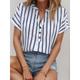 Women's T shirt Tee Striped Daily Going out Print Navy Blue Short Sleeve Stylish V Neck Summer