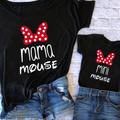 Stylish Family Matching T-shirts, Mommy And Me Casual Cute Mama And Mini Mouse Letter Print Short Sleeve Tops, Mom And Kids Matching Tees For Summer