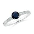 ANGARA Natural 0.6 Ct. Blue Sapphire with Diamond Vintage Inspired Ring in 14K White Gold for Women (Ring Size: 4.5)