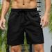 Dolkfu Mens Shorts Wide Leg Drawstring Solid Beach Shorts Mens Bike Shorts Plus Size XXL