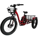 Electric Tricycle Red Electric Fat Tire Tricycle Trike | Big Wheel Electric Tricycle Fat Tire | Electric Tricycle for Adults | Speed Up to 23 Mph