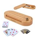 Premium Oak Cribbage Board YPF5 Game Set -Unique Cribbage Board Includes Playing Cards Metal Cribbage Pegs Instructions & More - Beautiful Design Cribbage Board Set - Cribbage Set