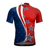 NSQFKALL 4th of July Cycling Jersey for Men Short Sleeve USA Flag Patriotic Bike Biking Shirts Full Zip Road Bicycle Clothes Tops