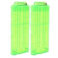 2pcs Plastic Magazine Clip 12 Dart Quick Reload Clip for Soft Shot Shooting Toys Shock Proof Soft Shot Darts Clips Transparent Green