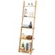 Bamboo 5-Tier Ladder Shelf Bookshelf Wall-Leaning Bookshelf Storage Display Shelves for Living Room Bathroom Office Natural
