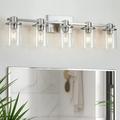 Brushed Nickel Bathroom Vanity Light 5-Light Bathroom Light Fixtures with Clear Glass Shade Nickel Wall Sconce for Bathroom Lighting (Brushed Nickel 5 Light)