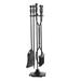 Scroll Design 5-Piece Iron Fireplace Tools Set - Stylish and Durable Black Fireplace Accessories