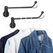 Mkono Wall Mounted Clothes YPF5 Hanger Rack with Swing Arm Holder Valet Hook Metal Hanging Drying Rack Space Saving for Closet Organizer Laundry Room Bathroom Bedroom 2 Pack Black