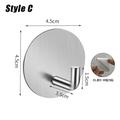 304 Stainless Steel Hook Self-adhesive Multi-purpose Universal Hook Bathroom Towel Rack Key Rack Kitchen Accessories Organizer Style C