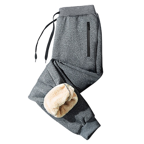 Herren Sherpa Fleecehosen Jogginghose Trainingshose Jogginghose Jogger Tasche Kordelzug Elastische Taille Glatt Komfort Atmungsaktiv Outdoor Täglich Ausgehen Modisch Brautkleider schlicht Schwarz Blau Image