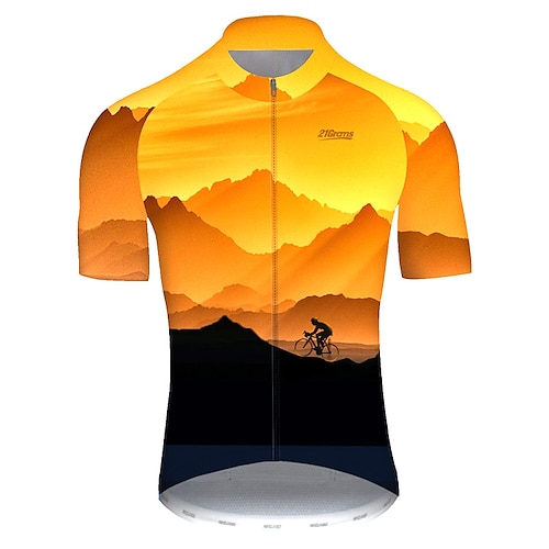 21Grams Herren Kurzarm Fahrradtrikot Sommer Elastan Lycra Polyester Blau gelb Schwarz / gelb Schwarz / Orange Neuheit Lustig Fahhrad Trikot / Radtrikot Oberteile Bergradfahren Straßenradfahren Image
