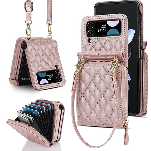 Handy Hülle Handyhüllen Für Samsung Galaxy Z Flip 7 Z Flip 6 Z Flip 5 Z Flip 4 Z Flip 3 Handtasche Brieftaschenhülle Reisverschluss Mit Abnehmbarem Schultergurt Mit Handgelenkschlaufe Retro PC Image