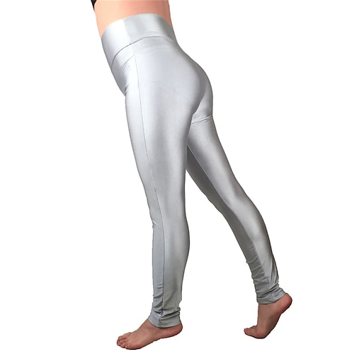 Damen Leggings Gemütliche Leggings Mode Streetwear Volle Länge Hohe Taille Einfarbig Hoher Schnitt Komfort Atmungsaktivität Weich Mikroelastisch Täglich Urlaub Club Violett Grau Schwarz Weiß Sommer Image