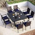 AECOJOY Patio Furniture Set 7 Pieces Outdoor Patio Furniture with Dining Table&Chair All Weather Wicker Conversation Set with Ottoman Grey