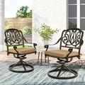 Magic Union Patio Swivel Chairs Set of 2 Outdoor Swivel Rocker Dining Chairs with Thicken Cushions & Cast Aluminum Frame for Backyard Deck Lawn Garden