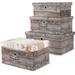 Suzile 3 Pcs Decorative YPF5 Storage Boxes with Lids Sizes Storage Bins Foldable Square Storage Containers Rustic Wood Grain Print Bins for Office Bedroom Closet Organizer (Not Made of Wood)