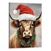 PRATYUS Merry Christmas Cow Canvas Wall Decor Highland Cow Canvas Wall Decoration Farmhouse House Canvas Poster Decor Xmas Holiday Artwork for Living Room Kitchen Wall Picture-16x20 in