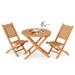 Gymax 3PCS Outdoor Indonesia Teak Wood Bistro Dining Set Folding Chair & Table Slatted Patio