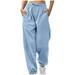 EHQJNJ Female Women s Pants Elastic Waist Plus Size Women s Fashion Waistband Rope Pocket Fleece Home Casual Sports Loose Leg Pants Womens Sweatpants Tall Flowy Pants for Women