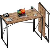 Folding Desk No Assembly Required 39.4 inch Writing Computer Desk Space Saving Foldable Table Simple Home Office Desk Brown