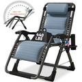 Zero Gravity Chair Support 440lbs for Poolside Backyard Beach Foldable Ice Touch Reclining Lounge Chair with Headrest & Cup Holder for Indoor Outdoor Patio Recliner Folding Reclining Chair