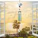 Zynic Wrought Iron K Ingfisher Glass Painted Wind Chime Pendant Courtyard Balcony Wind Chimes Home & Garden