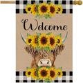 28x40 Inch Double Sided YPF5 Garden Flag - Welcome Summer Garden Flag - Seasonal Large Outdoor Yard Flags of Burlap - Outside Garden Yard Decorations - Welcome Flower Summer Outdoors Flag